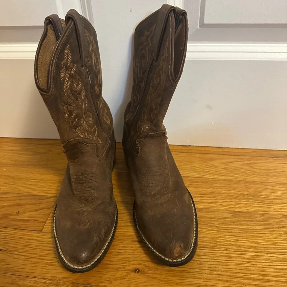 Justin Kids Brown Western Cowboy Boots 12 1/2D Bay Westerner 2253C